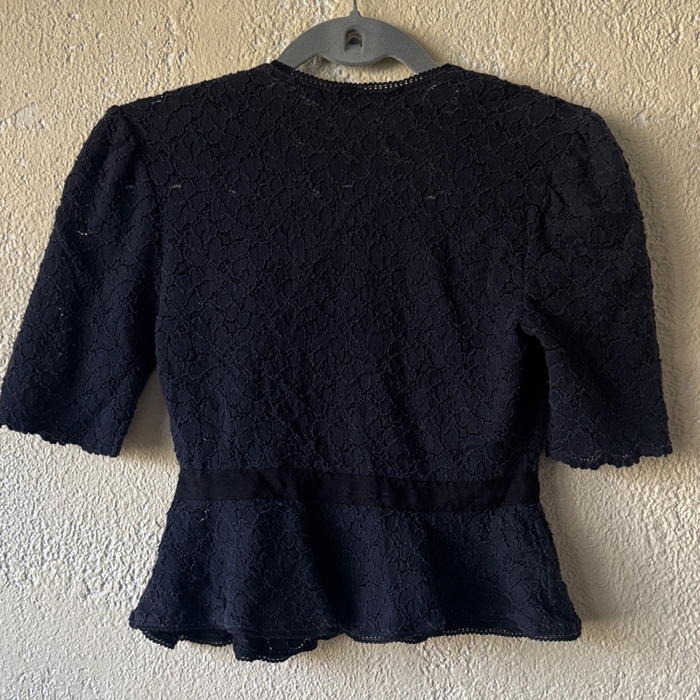 bebe Black Lace Peplum Blouse - Picture 5 of 7